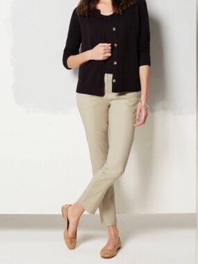 J. Jill Essential Cotton Stretch Ankle Pants 14 Beige